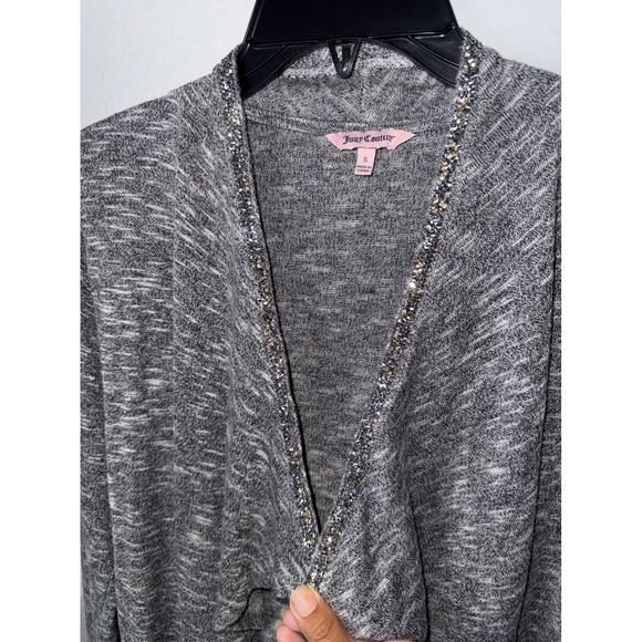 Juicy Couture Gray Embellished Open Front Cardigan Sweater Small - Picture 3 of 5